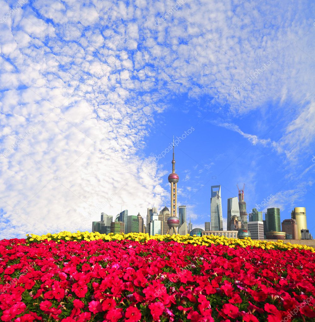 Shanghai bund landmark skyline at New city landscape