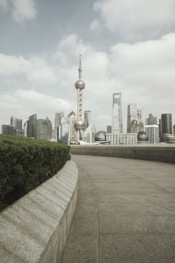 shanghai Bund landmark manzarası, şehir manzarası