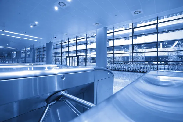 Interior of the modern architectural at subway turnstile gate — Stock Photo, Image