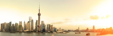 Shanghai's modern architecture cityscape panoramic photo skyline clipart