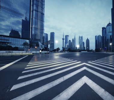 LuJiaZui finans, ticaret bölgesi modern kentsel mimari