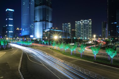 gece ışık şehri LuJiaZui shanghai