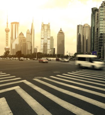LuJiaZui finans, ticaret bölgesi modern kentsel mimari