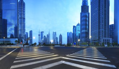 LuJiaZui finans, ticaret bölgesi modern kentsel mimari