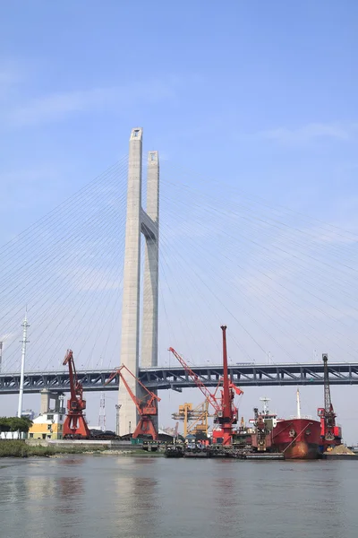 Bridge Side the port crane — Stock Photo, Image