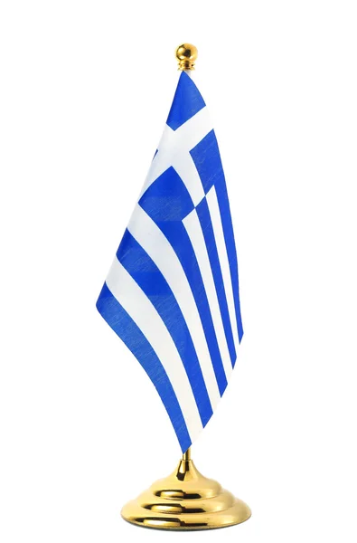 Flagga Grekland hängande på guld flaggstången — Stockfoto