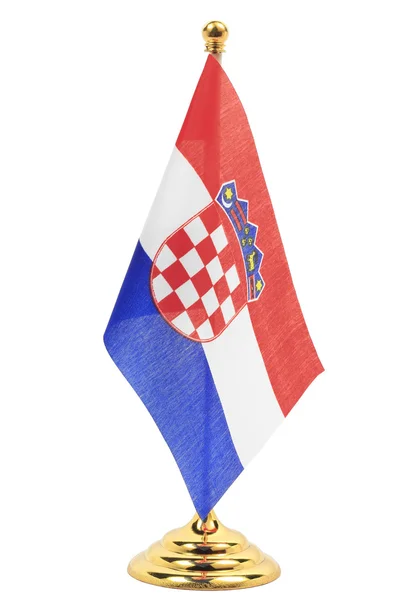 Государственный флаг Хорватии висит на золотом флагштоке — стоковое фото