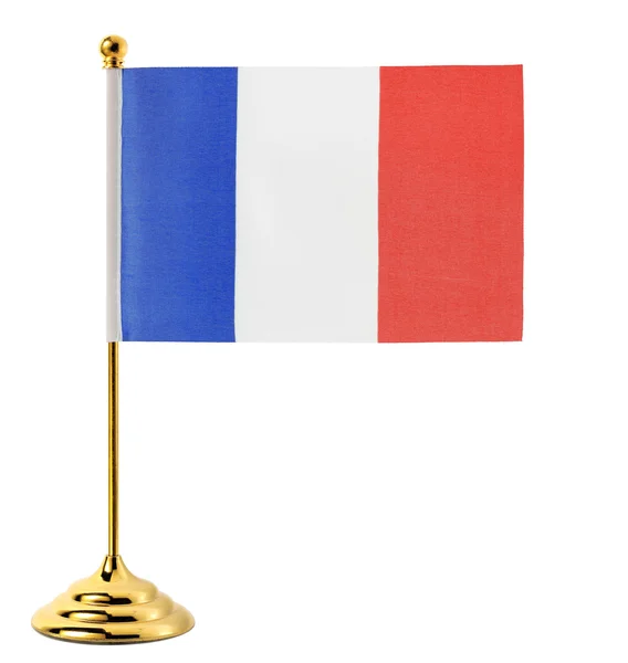 Gold flagpole hanging the flag of France — Stock Photo, Image