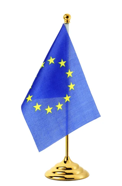 Σημαία της ΕΕ που κρέμονται από το χρυσό κοντάρι σημαίας — Φωτογραφία Αρχείου