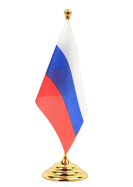 Rusia Bandera nacional colgada en el asta de la bandera de oro — Foto de Stock