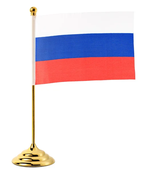 Gold flagpole hanging the flag of Russia — Stock Photo, Image