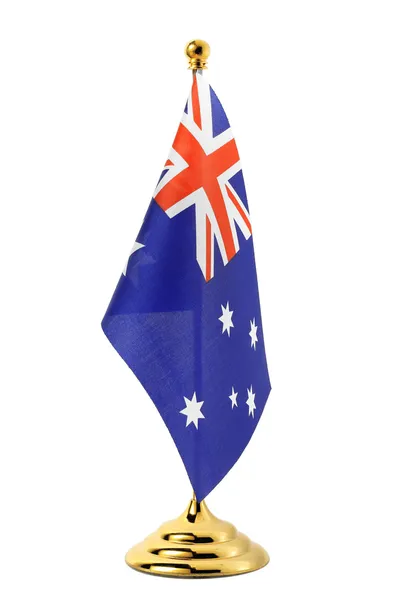 Bandera de Australia colgando en el asta de la bandera de oro — Foto de Stock