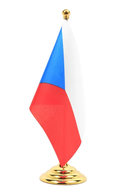 Czech Republic flag hanging on the gold flagstaff — Stock Photo, Image