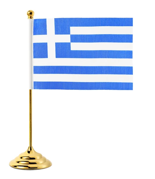 Золотой флагшток, висящий на флаге Греции — стоковое фото