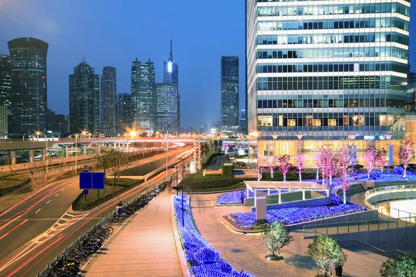 Lujiazui Finance&Trade Zone of modern urban architecture backgro — Stock Photo, Image