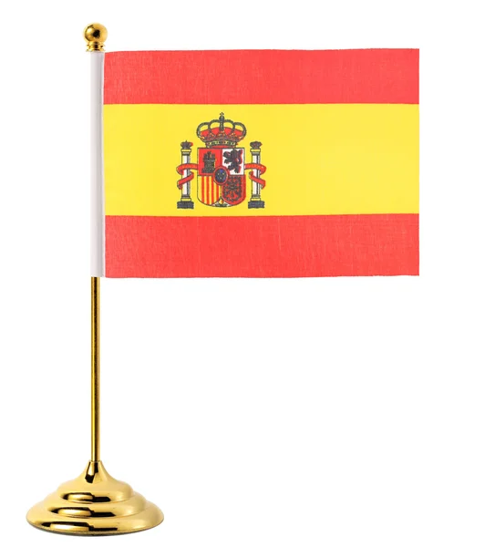 Gold flagpole hanging the flag of Spain — Stock Photo, Image