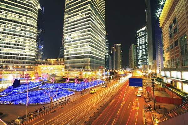 Shanghai lujiazui highway på natten — Stockfoto