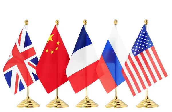 Прапор Китаю Франції Росії Великобританія США — стокове фото