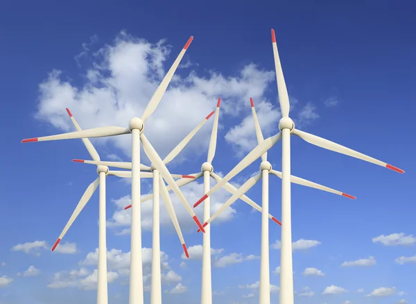 Moderne windturbines groene energie — Stockfoto