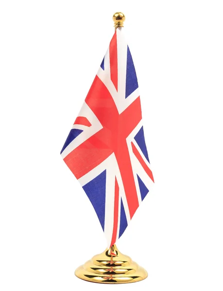 Σημαία του Ηνωμένου Βασιλείου κρέμονται από το χρυσό κοντό — Φωτογραφία Αρχείου
