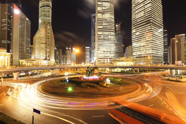 Shanghai Lujiazui autostrada di notte — Foto Stock