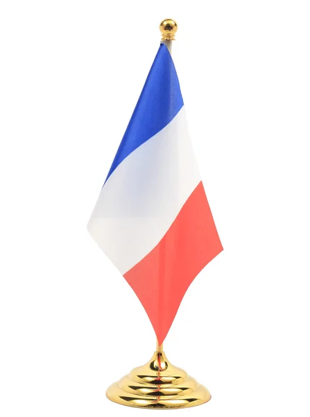 France flag hanging on the gold flagstaff — Stock Photo, Image