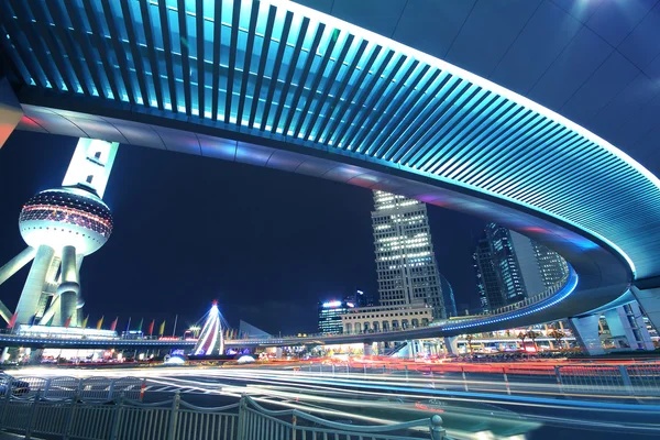 Shanghai Lujiazui jalan raya di malam hari — Stok Foto