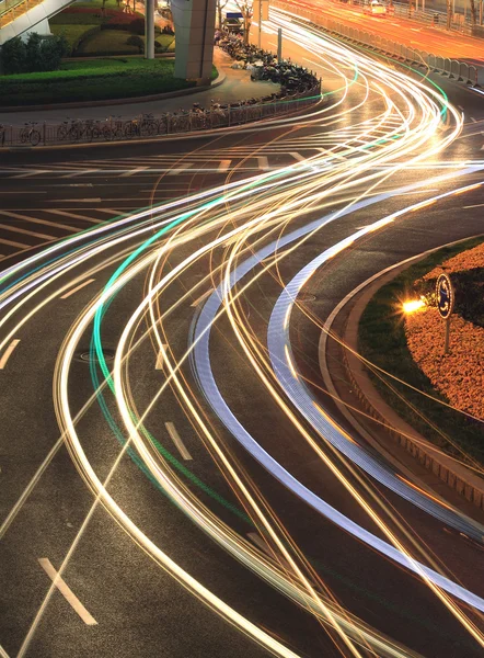 Städtische Autobahn Licht Wege Nacht — Stockfoto