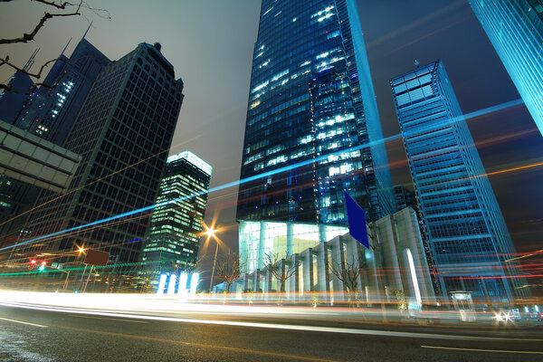 Lujiazui Finance&Trade Zone of modern urban architecture backgrounds at night landscap