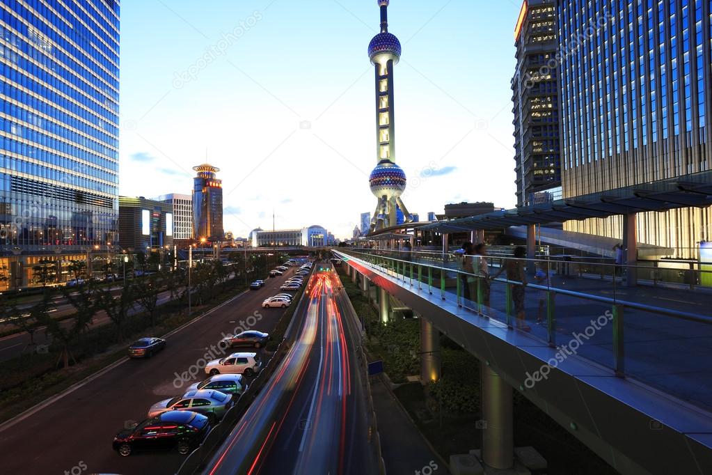 Shanghai Lujiazui highway at night 