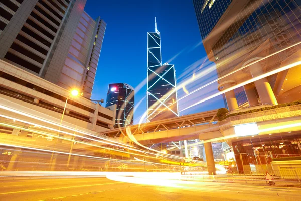 HongKong of modern landmark buildings backgrounds road light tra — Stock Photo, Image