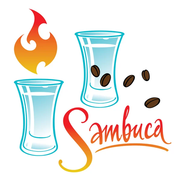 Exotic alcohol drink Sambuca — Stock Vector