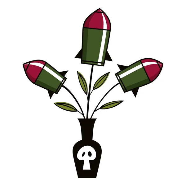 Mortal Bouquet Abstraktní Obraz Alegorie Kytice Váze Bomby Místo Květin — Stockový vektor