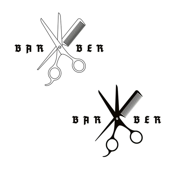 Barbier Image Ciseaux Peigne Les Outils Coiffeur Bannière Blanc Modèle — Image vectorielle