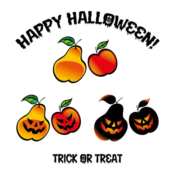 Dreadful Laughing Pear Apple Happy Halloween Holiday Image Scary Spooky — Stockvektor