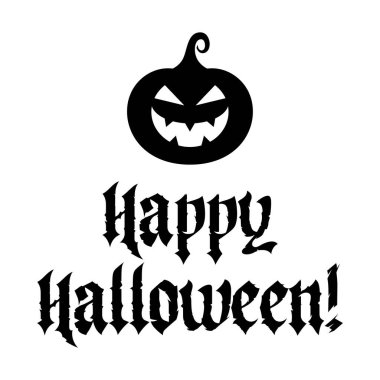 Laughing sinister pumpkin - happy Halloween holiday image. Scary and spooky character, illustration for greeting card. Isolated on white background.