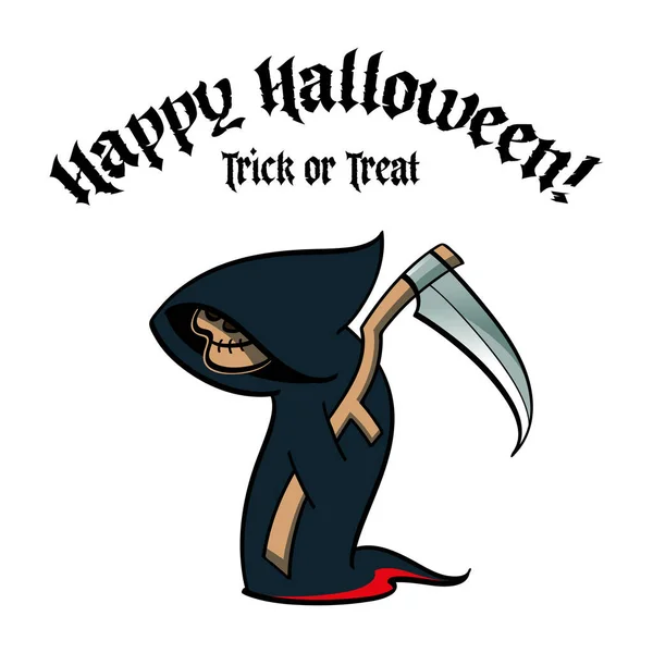 Death Gray Scythe Happy Halloween Holiday Image Scary Spooky Character — Stockvektor