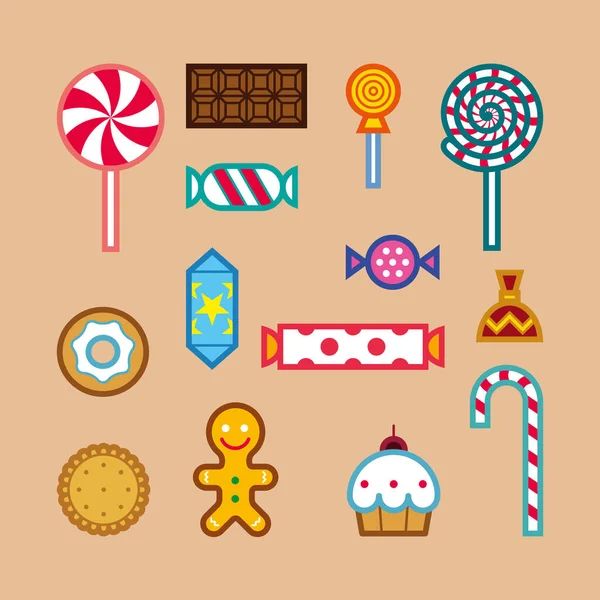 Set Different Candies Sweets Cakes Icons Pictograms Holidays Halloween Birthday Vector De Stock