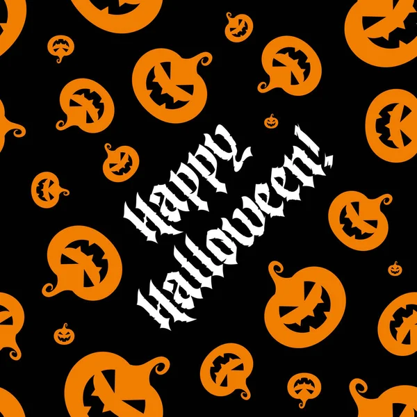 Seamless Pattern Halloween Laughing Evil Pumpkins Isolated Black Orange White — Vettoriale Stock