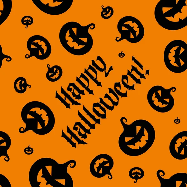 Seamless Pattern Halloween Laughing Evil Pumpkins Isolated Black Orange Color — Stockvektor