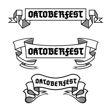 Oktoberfest - siyah beyaz kurdele seti. Arkaplan tasarımı ögesi, afiş, festival için simge, parti.