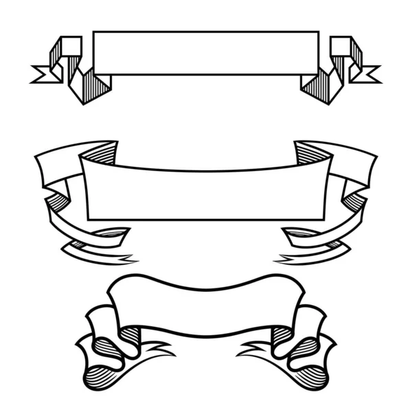 Set Bänder Schwarz Und Weiß Hintergrunddesign Element Banner Symbol Für — Stockvektor