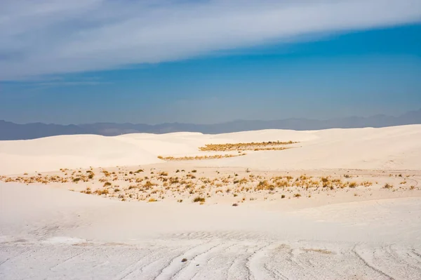 Piękny Kolor Światła White Sands National Parks Pod Pięknym Błękitnym — Zdjęcie stockowe