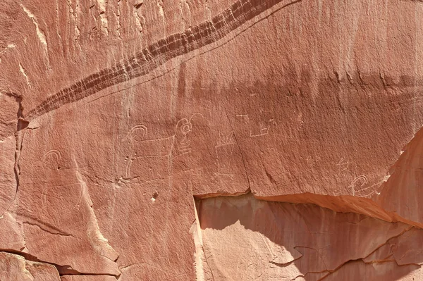 Petroglyph Rock Art Carvings Native Americans Canyon Wall Freemont National — Photo