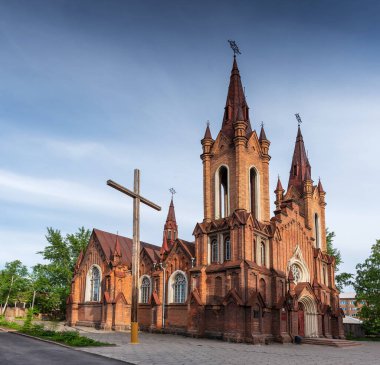 Krasnoyarsk, Russia - June 12, 2021: The organ hall of the Krasnoyarsk Philharmonic is located in the building of the operating Catholic church