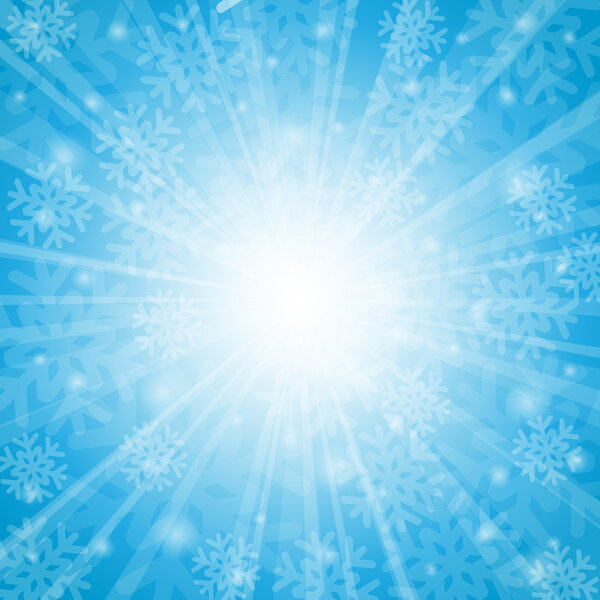 Blue Christmas background with snowflakes