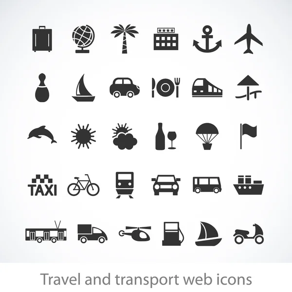 Websymbole für Reisen und Transport — Stockvektor