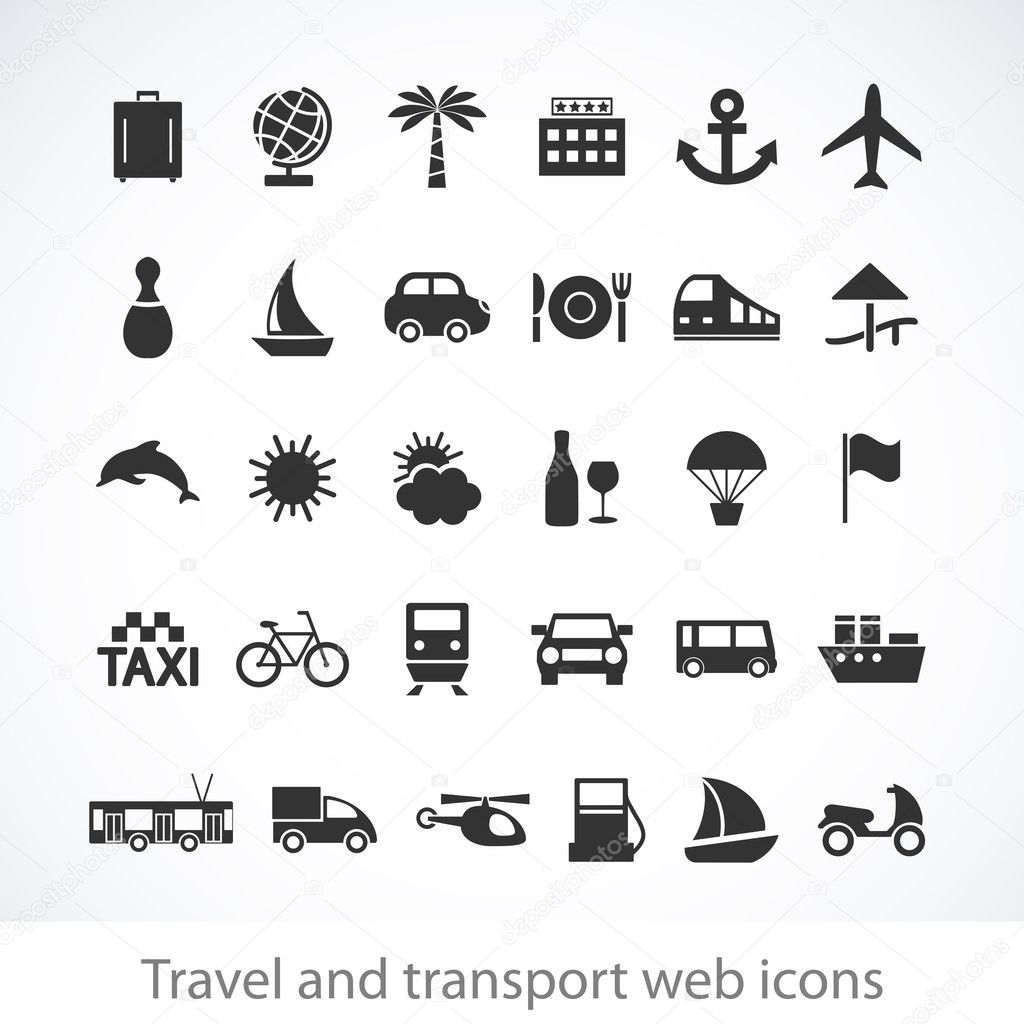 Travel and transport web icons