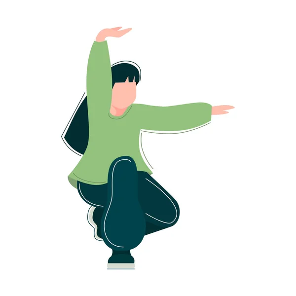 Tai Chi Egzersizleri Yapan Bir Kızın Vektör Çizimi — Stok Vektör