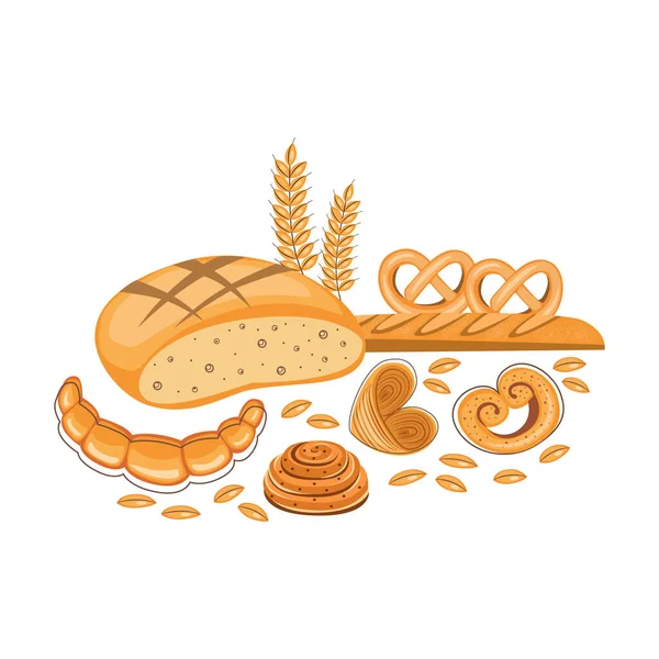 Ntage Fond Boulangerie Avec Des Produits Boulangerie Frais — Image vectorielle